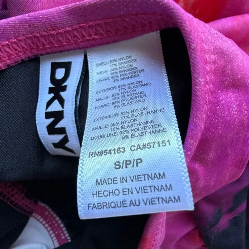 NWT DKNY pink abstract “mirage” tie back swimsuit Size S - Picture 8 of 8